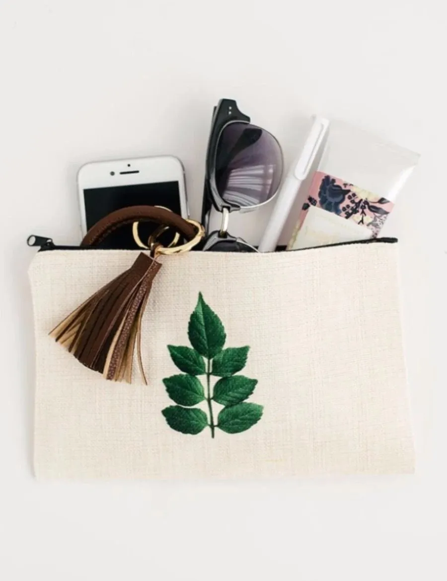 Honeysuckle Leaf Cosmetic Pouch, College Student Gift,Mother's Day Gift, Christmas Gift