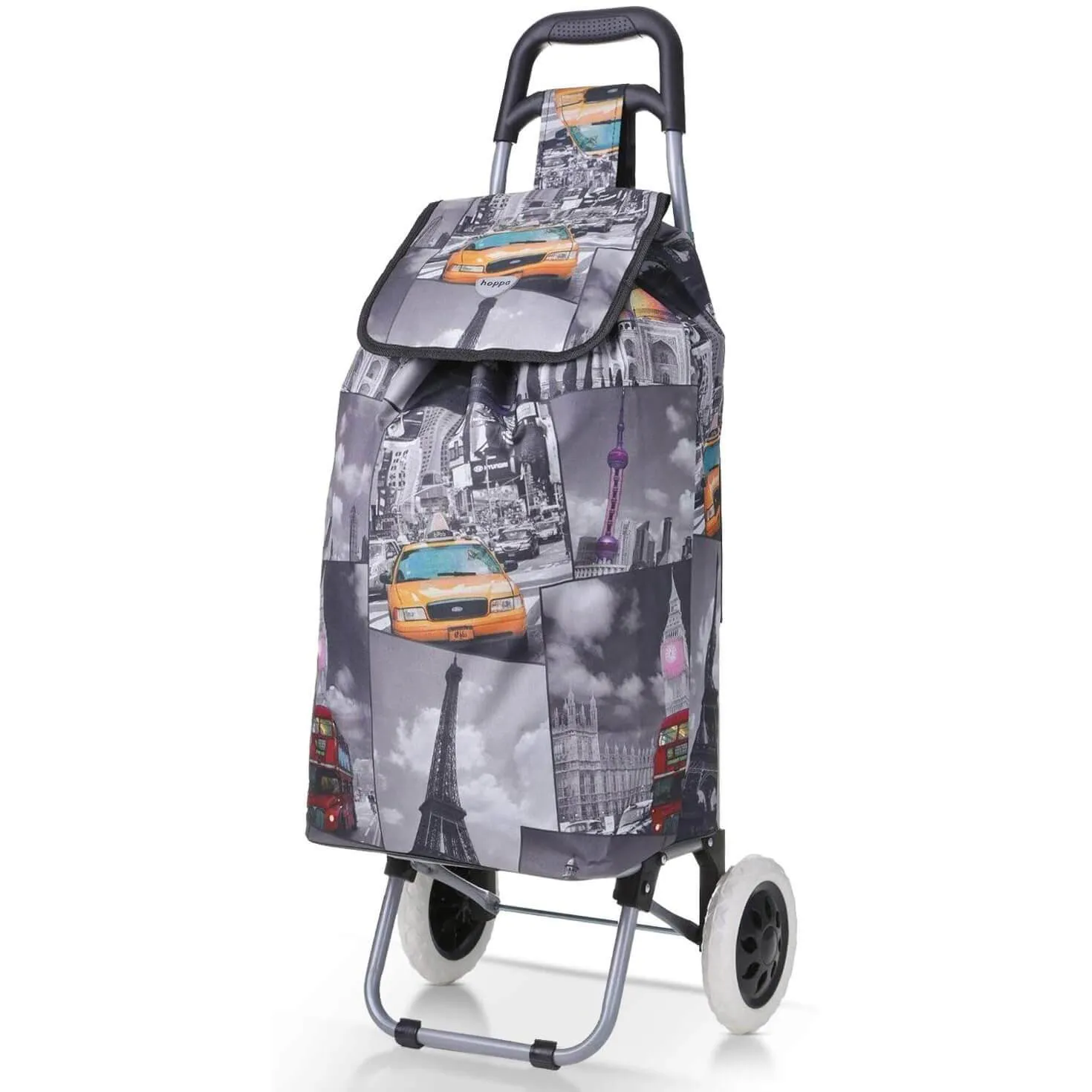 Hoppa Lightweight Shopping Trolley 2023 Model Folding 2 Wheel Large Capacity Shopper, 47 Litre