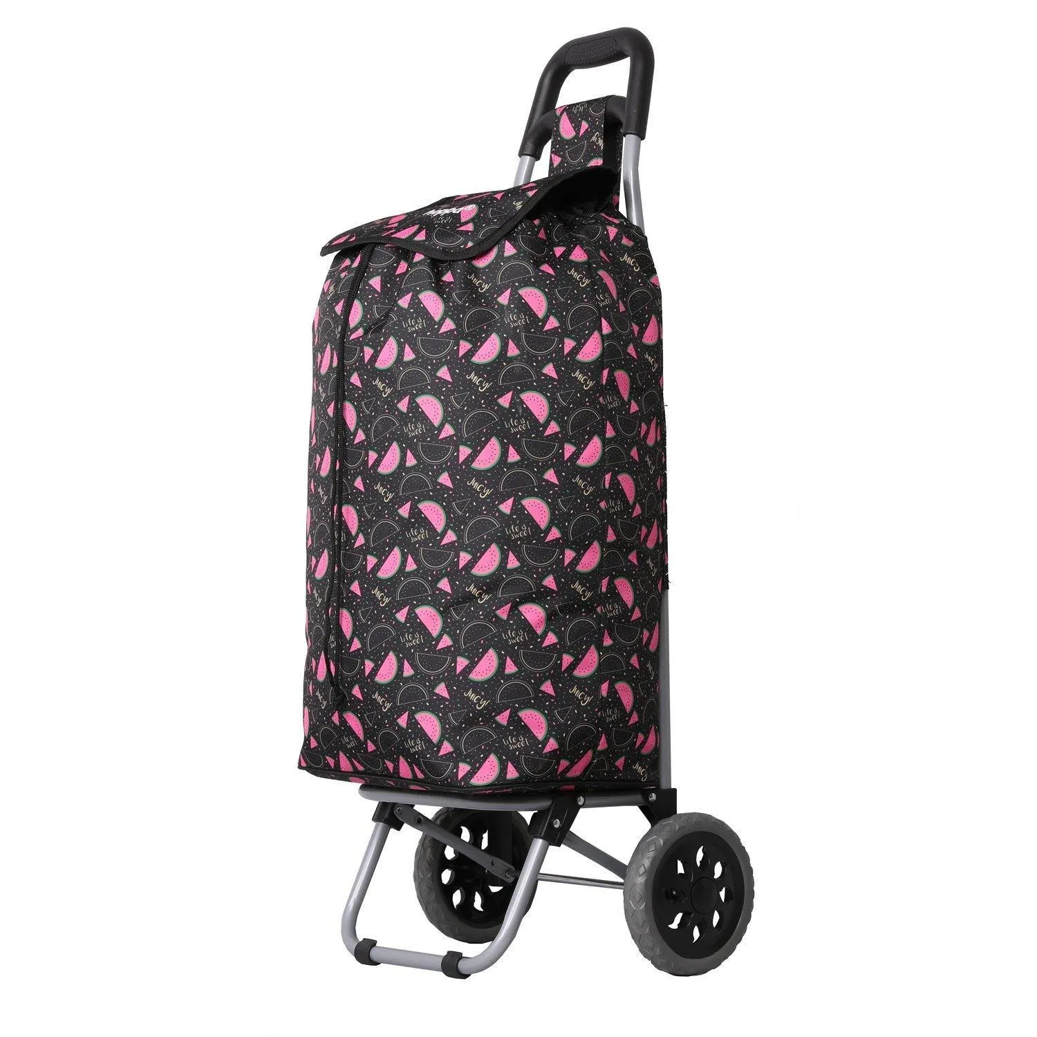 Hoppa Lightweight Shopping Trolley Folding 2 Wheel Large Capacity Shopper WATERMELON
