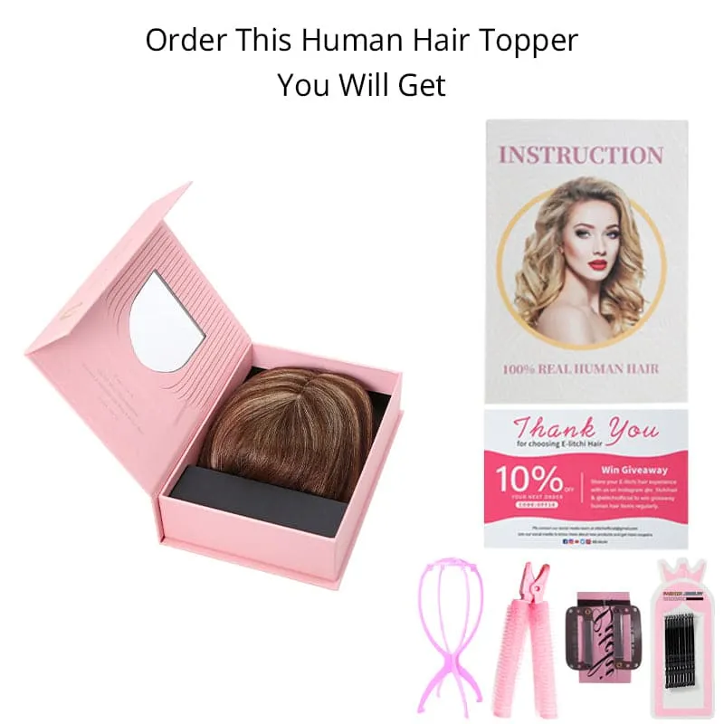 Human Hair Topper For Thinning Hair Bronde Highlights 13*15cm Silk Base