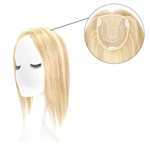 Human Hair Topper For Thinning Hair Bronde Highlights 13*15cm Silk Base