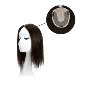 Human Hair Topper For Thinning Hair Dark Brown 13*15cm Silk Base