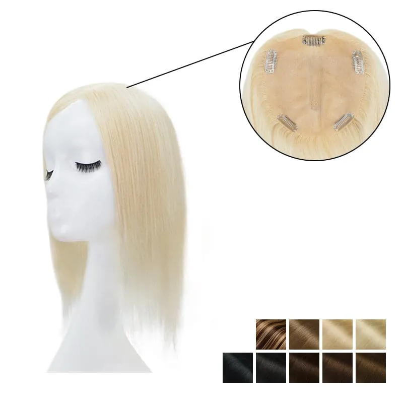 Human Hair Topper With Bangs 15*16cm Base All Shades