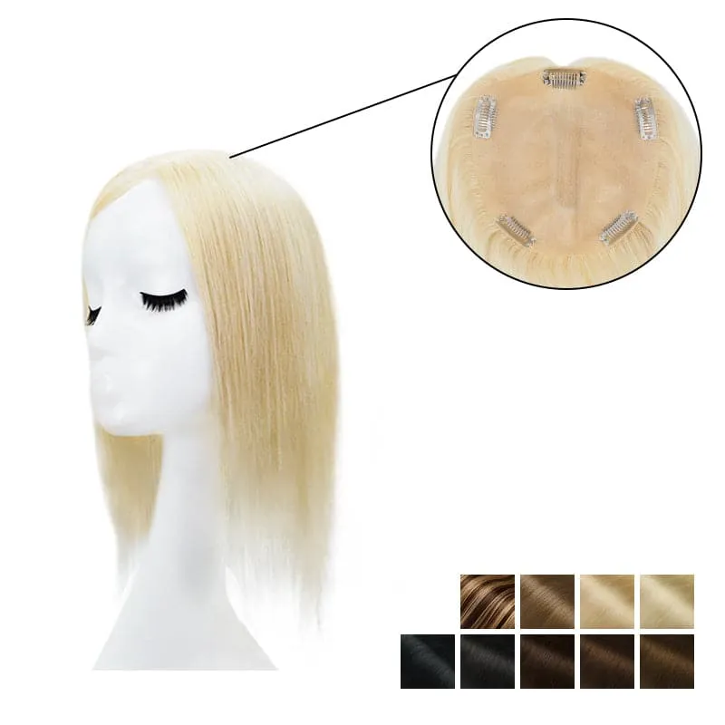 Human Hair Topper With Bangs 15*16cm Base All Shades