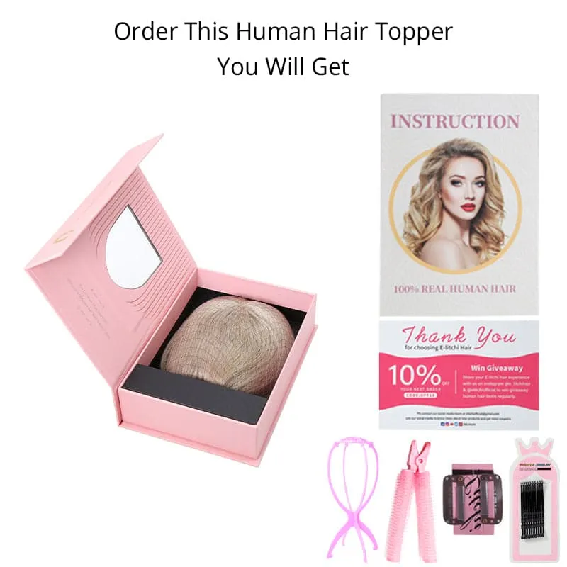 Human Hair Topper With Bangs 15*16cm Base All Shades