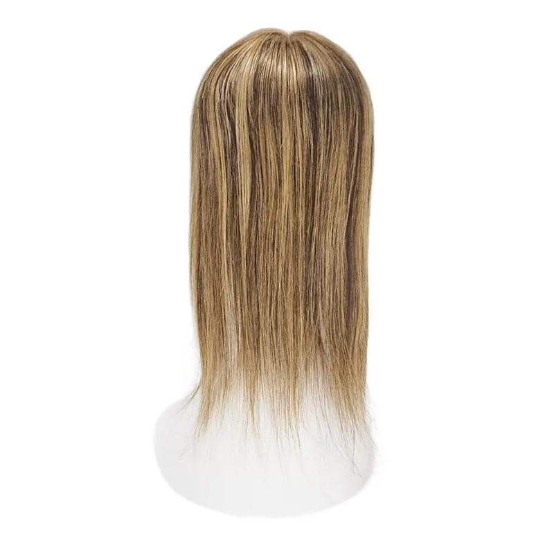 Human Hair Topper With Bangs 15*16cm Base All Shades