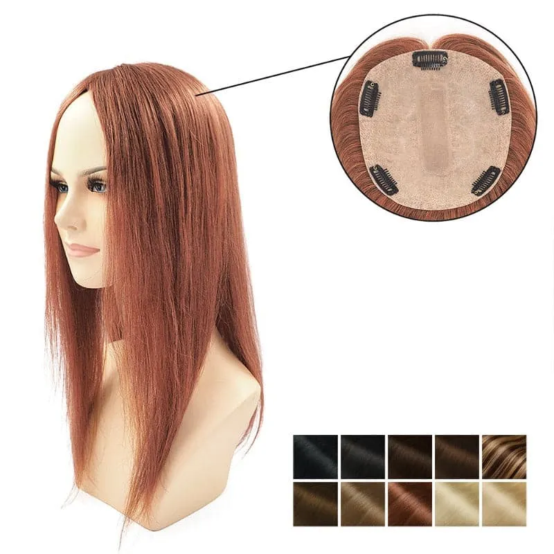 Human Hair Topper With Bangs 15*16cm Base All Shades