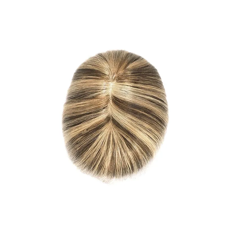 Human Hair Topper With Bangs 15*16cm Base All Shades