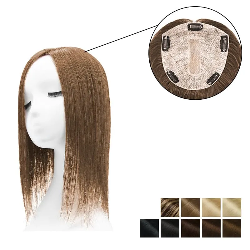 Human Hair Topper With Bangs 15*16cm Base All Shades