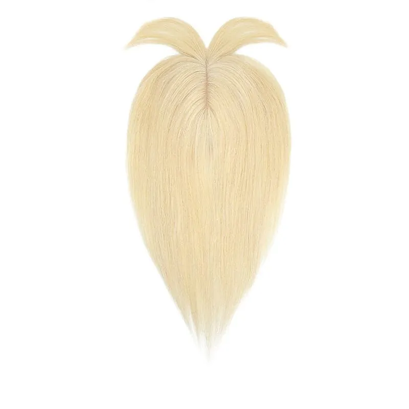 Human Hair Topper With Bangs For Thinning Hair Bleach Blonde 13*15cm Silk Base