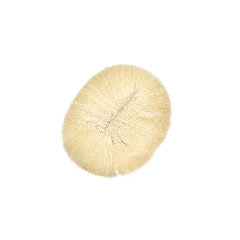 Human Hair Topper With Bangs For Thinning Hair Bleach Blonde 13*15cm Silk Base
