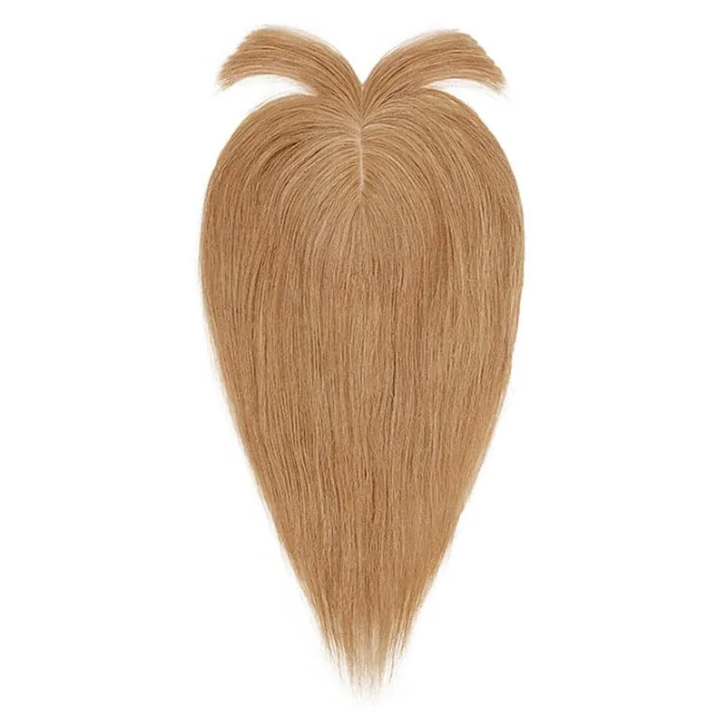 Human Hair Topper With Bangs For Thinning Hair Dark Blonde 13*15cm Silk Base