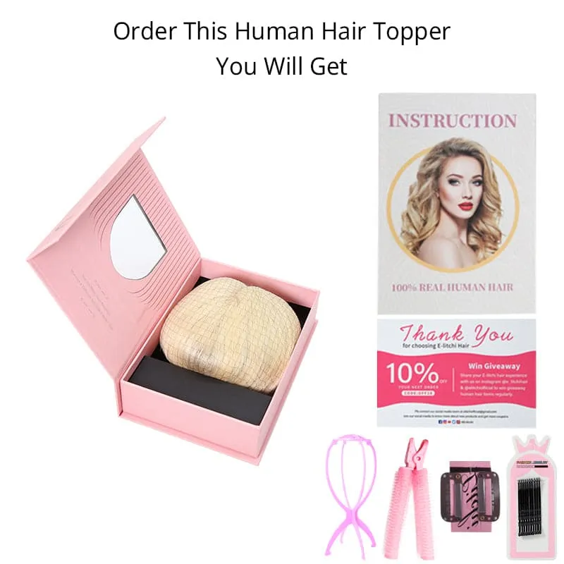 Human Hair Topper With Bangs For Thinning Hair Natural Black 13*15cm Silk Base