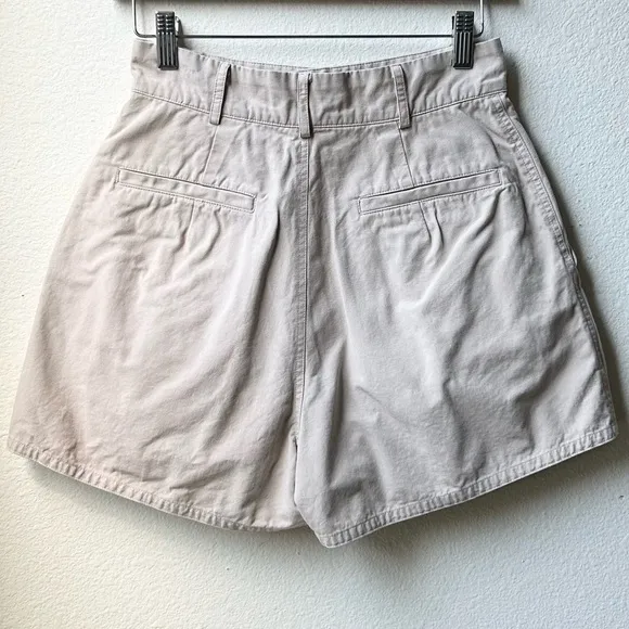 Hunter Bell Tyler Belted Cotton Twill High Rise Waist Shorts Khaki Cream Sz 0