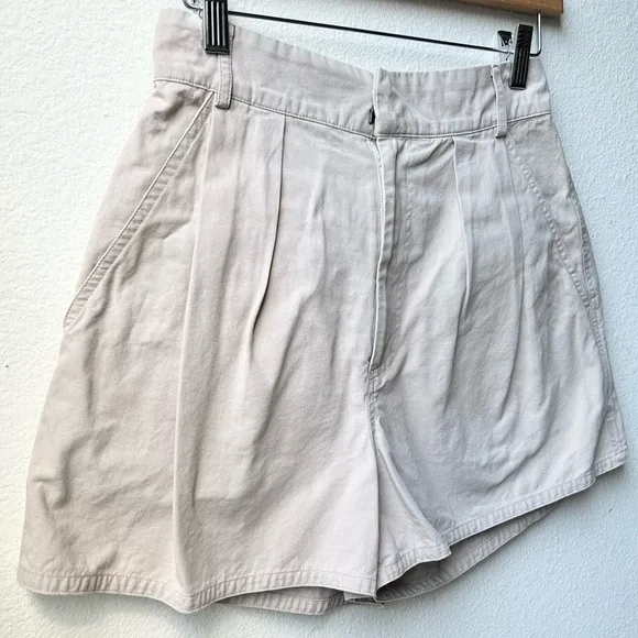 Hunter Bell Tyler Belted Cotton Twill High Rise Waist Shorts Khaki Cream Sz 0