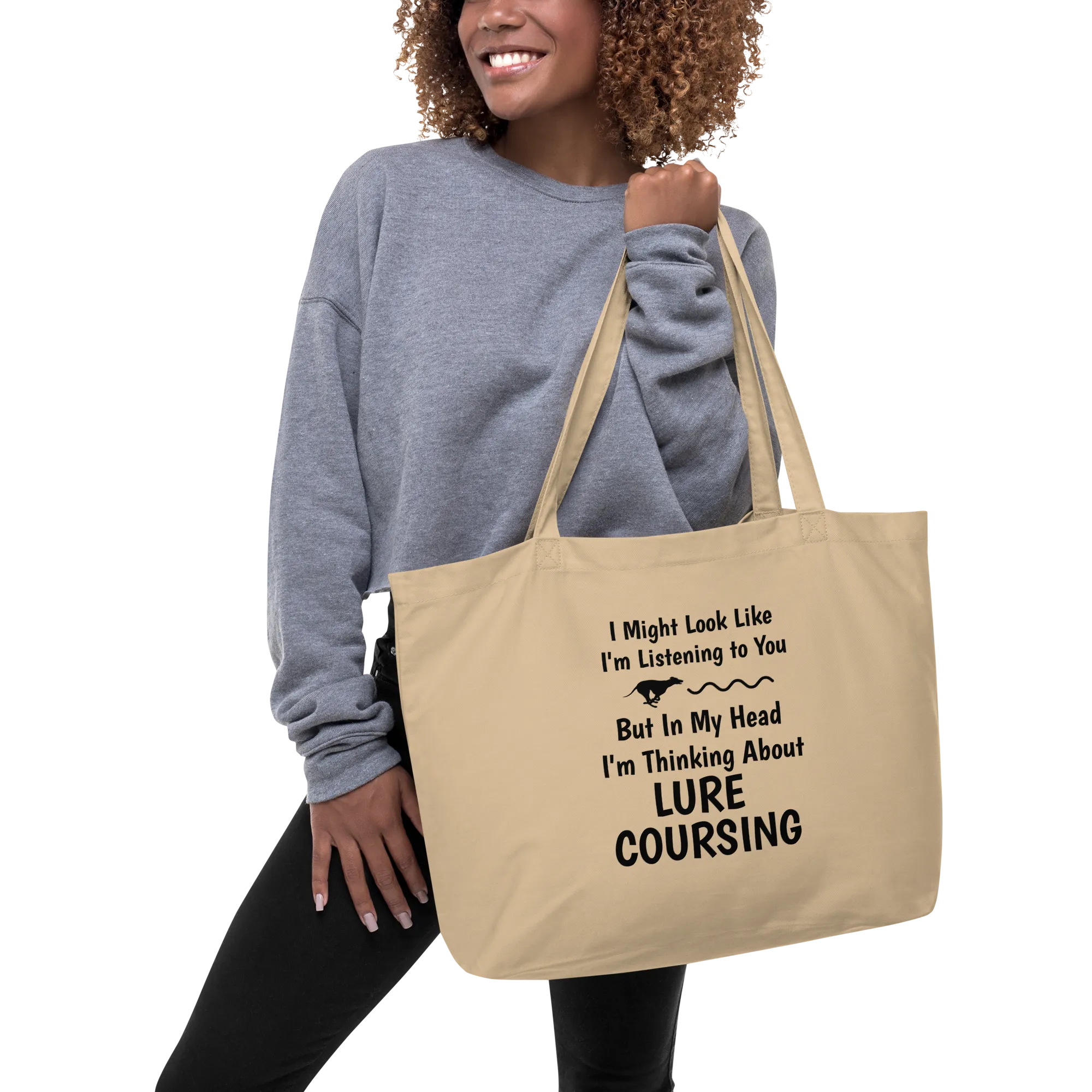 I'm Thinking About Lure Coursing X-Large Tote/Shopping Bag
