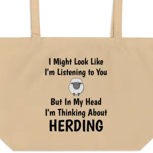 I'm Thinking About Sheep Herding X-Large Tote/Shopping Bag