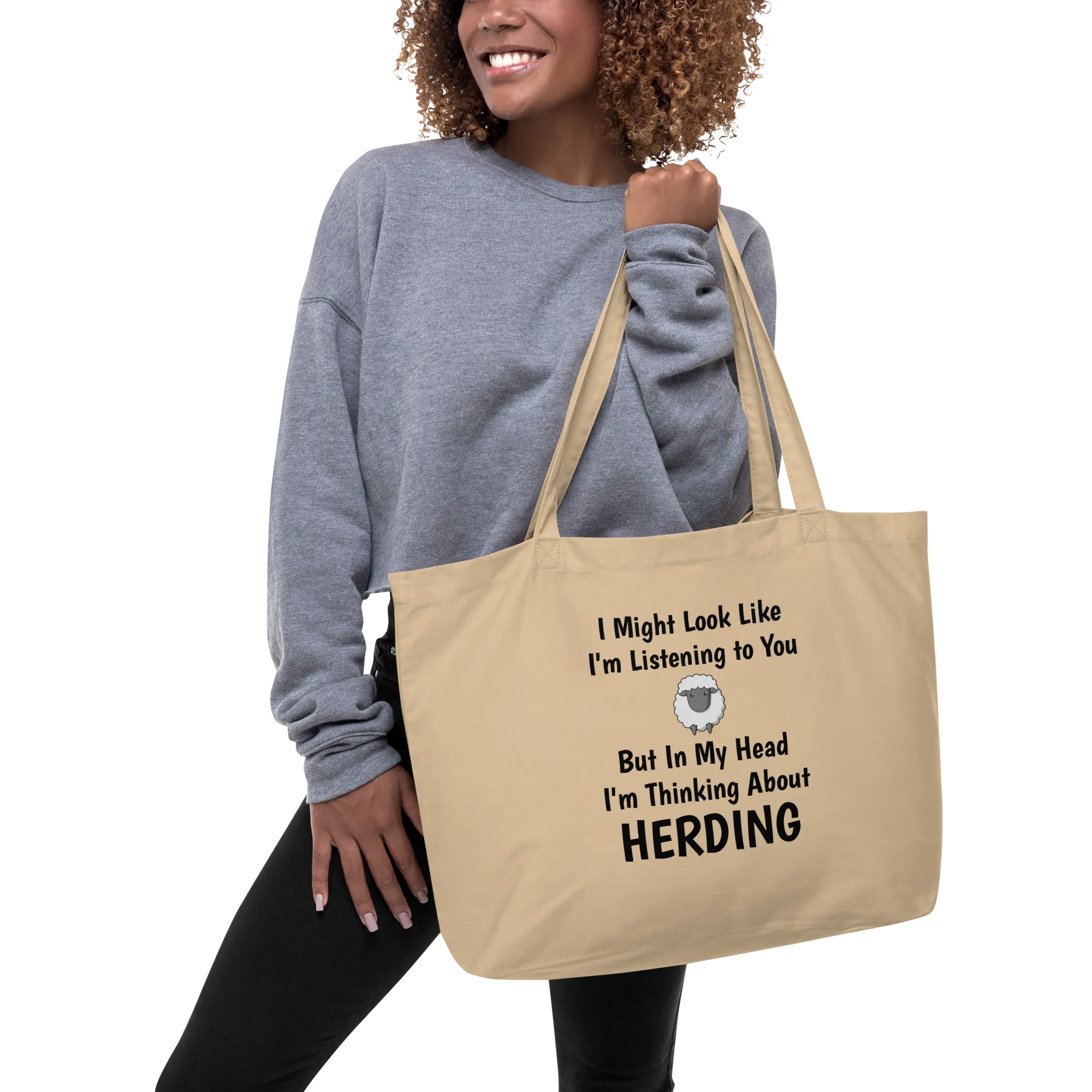 I'm Thinking About Sheep Herding X-Large Tote/Shopping Bag
