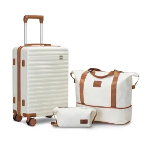 imiomo 20" Carry-on Luggage White Brown
