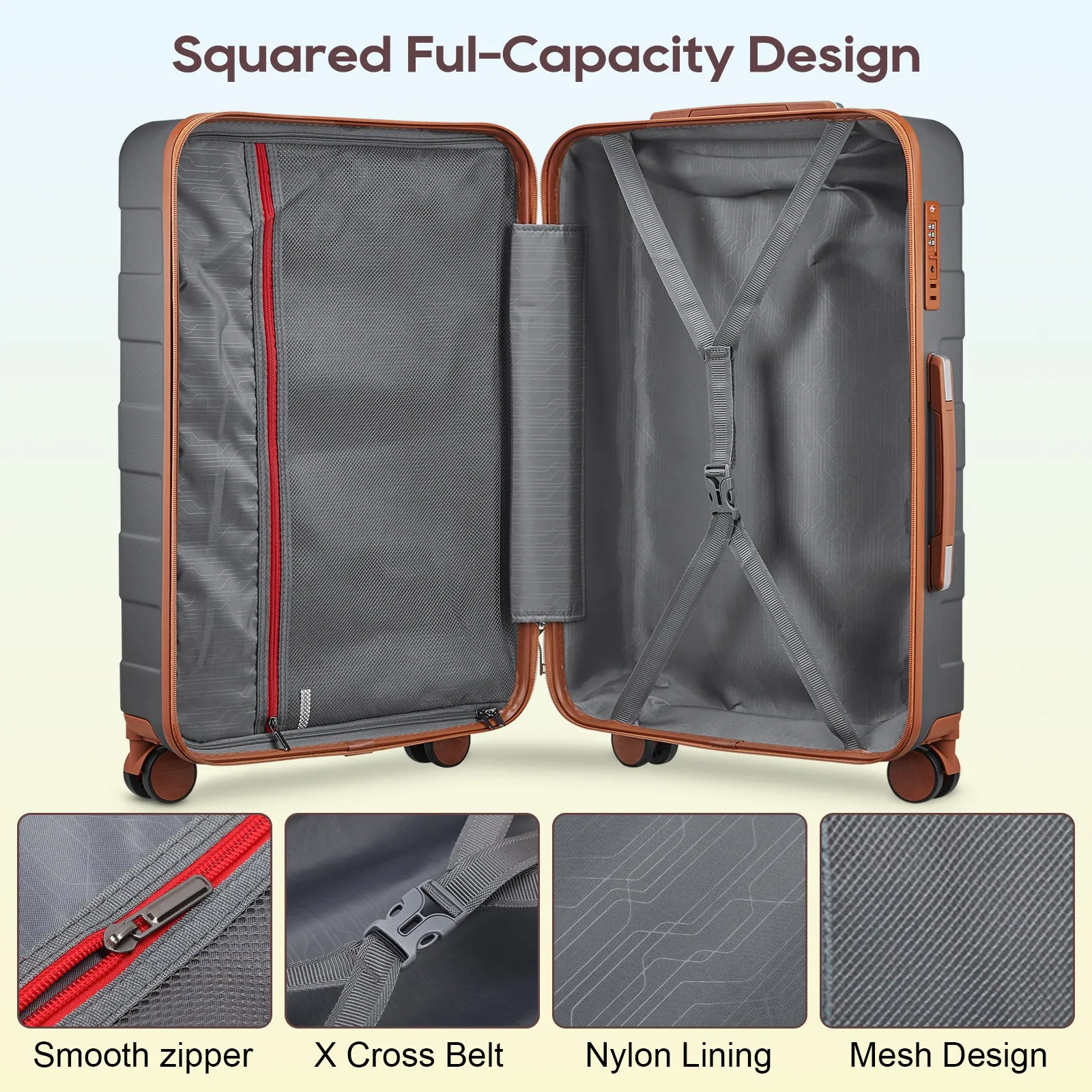 imiomo Carry on Luggage, 20 in Carry-on Suitcase with Spinner Wheels，Hardside 3PCS Set with TSA Lock