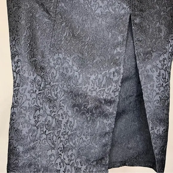 Jacquard Mini Slit Dress in Black Party Cocktail Size XS