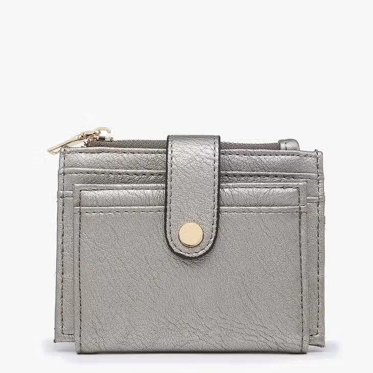 Jen & Co Sam Mini Snap Wallet/Card Holder PEWTER