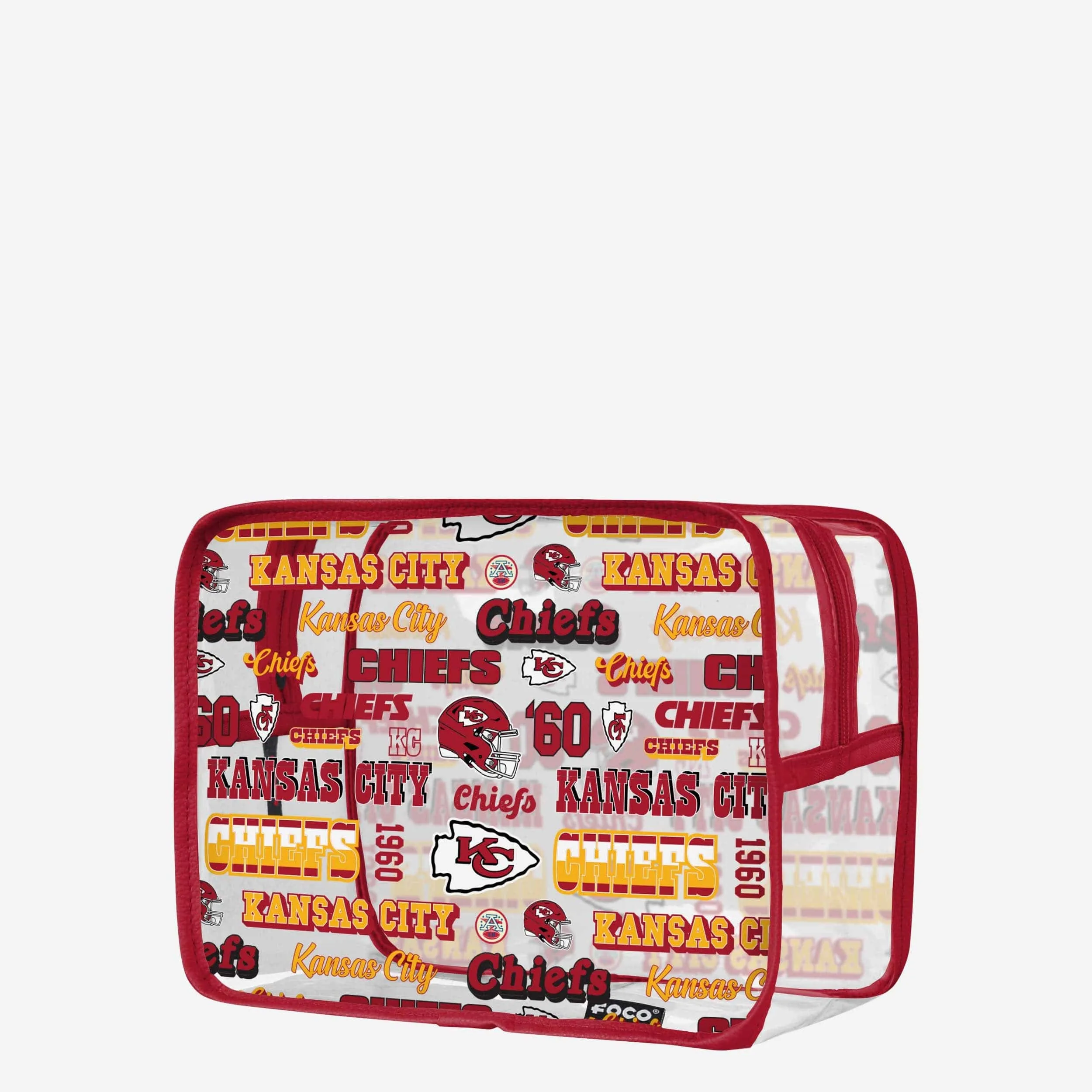 Kansas City Chiefs Repeat Retro Print Clear Cosmetic Bag
