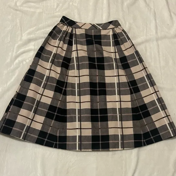 Kate Spade Woodland Midi Skirt, Size 4, Beige Black, Brown