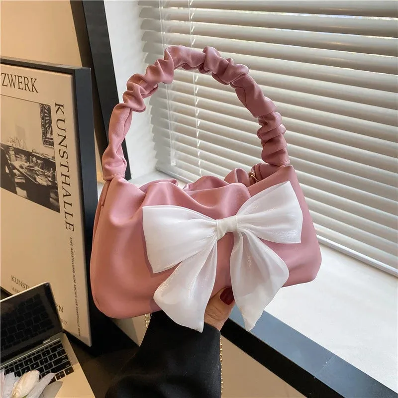 Kawaii Bowknot PU Leather Shoulder Bag 🎀 | Cute Chain Messenger Handbag for Stylish Women 💖