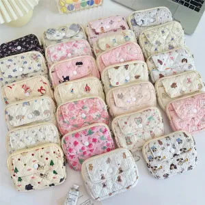 Kawaii Cartoon Makeup Pouch 🐰✨ | Cute Travel Lipstick & Earphone Organizer Bag 🎀💄 - Perfect Gift for Women!