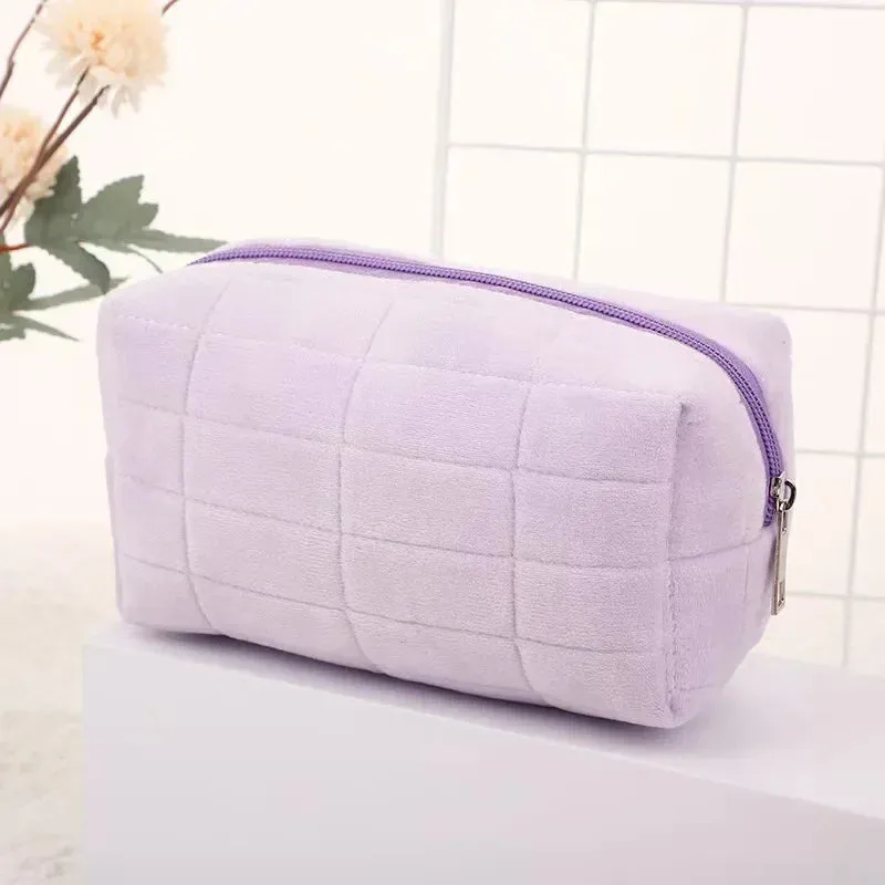 Kawaii Flannel Cosmetic Bag 🐾✨ | Adorable High-Capacity Storage for Stationery & Toiletries 🌈📦