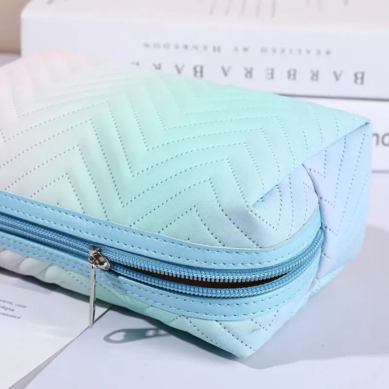 Kawaii Gradient Makeup Pouch 🌈✨ | Stylish PU Leather Cosmetic Bag for Travel & Essentials 🎀💖
