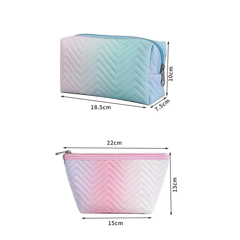 Kawaii Gradient Makeup Pouch 🌈✨ | Stylish PU Leather Cosmetic Bag for Travel & Essentials 🎀💖