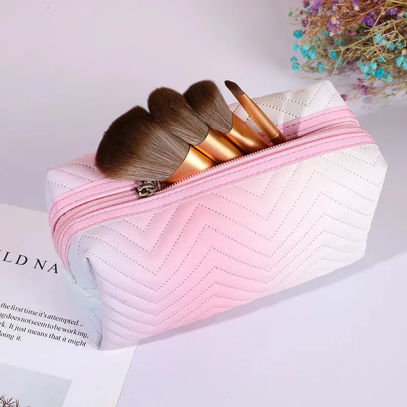 Kawaii Gradient Makeup Pouch 🌈✨ | Stylish PU Leather Cosmetic Bag for Travel & Essentials 🎀💖
