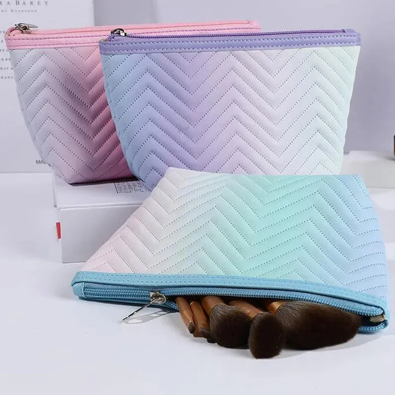 Kawaii Gradient Makeup Pouch 🌈✨ | Stylish PU Leather Cosmetic Bag for Travel & Essentials 🎀💖
