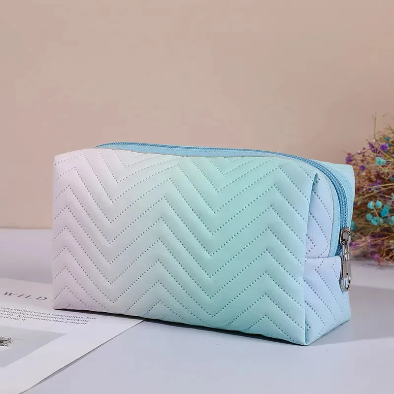 Kawaii Gradient Makeup Pouch 🌈✨ | Stylish PU Leather Cosmetic Bag for Travel & Essentials 🎀💖
