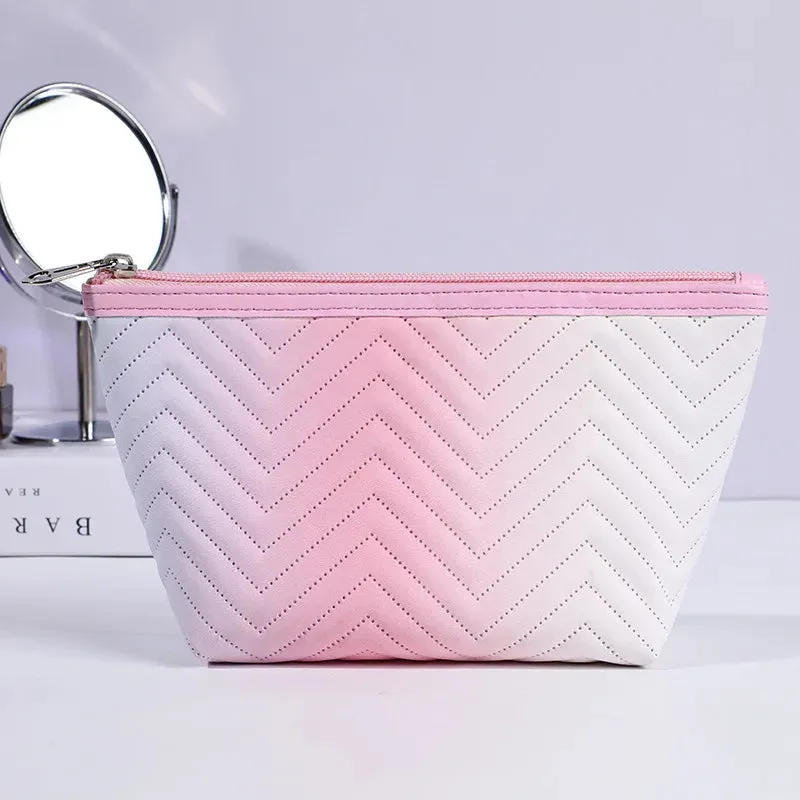 Kawaii Gradient Makeup Pouch 🌈✨ | Stylish PU Leather Cosmetic Bag for Travel & Essentials 🎀💖