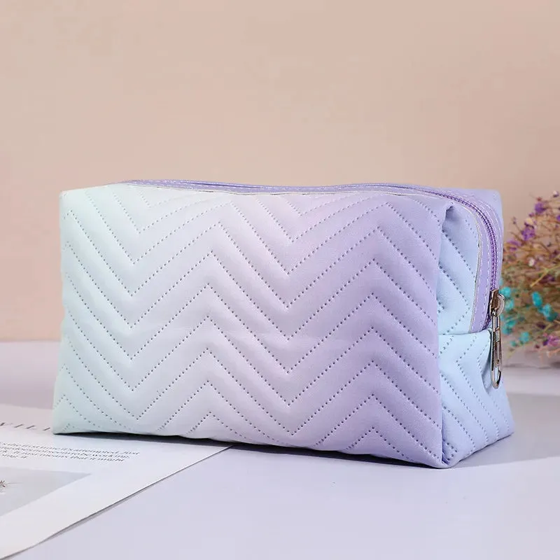 Kawaii Gradient Makeup Pouch 🌈✨ | Stylish PU Leather Cosmetic Bag for Travel & Essentials 🎀💖