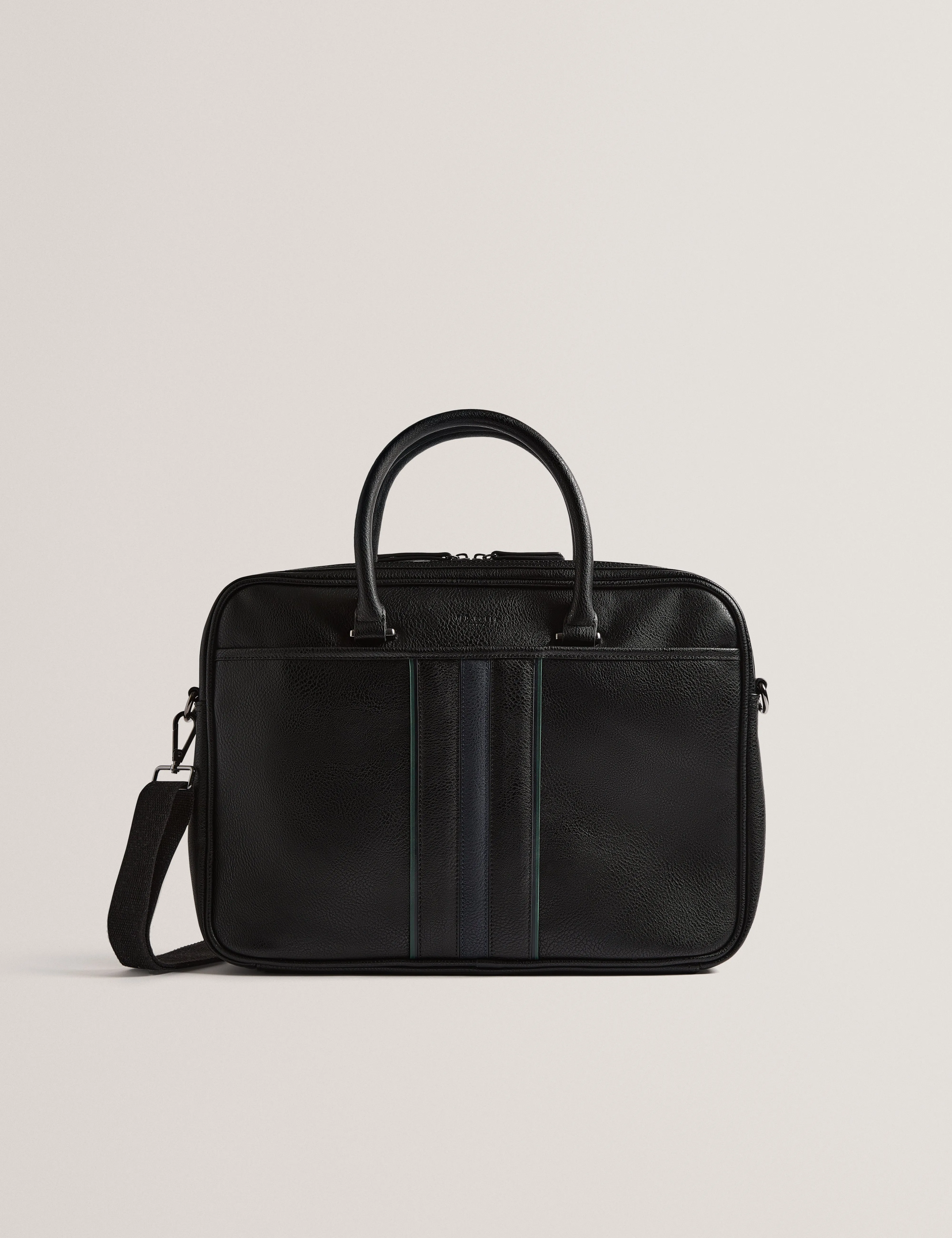 Kenriik Stripe Pu Document Bag Black