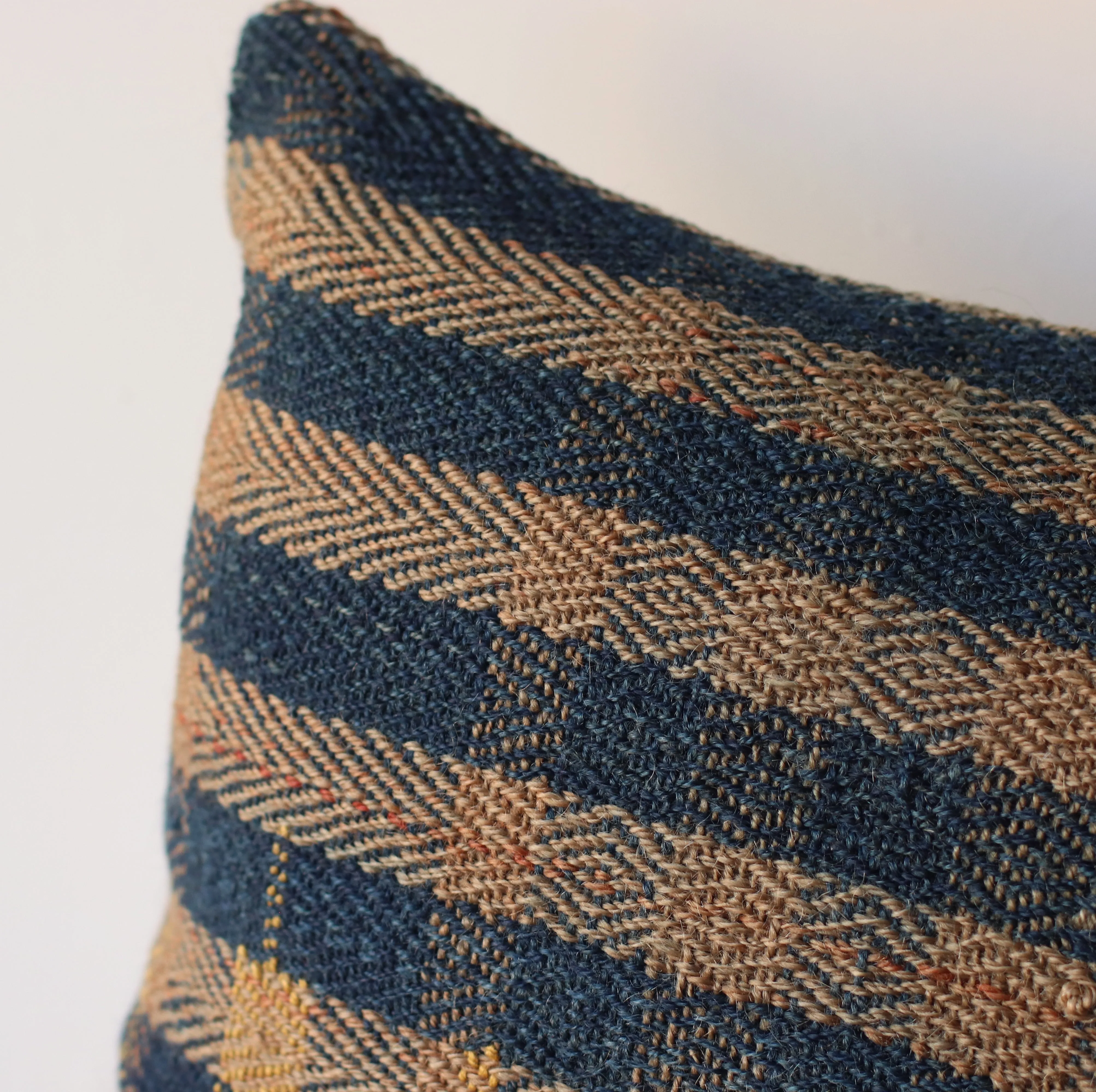 Kilim Pillow | Navy and Goldenrod Check,  includes insert 16"