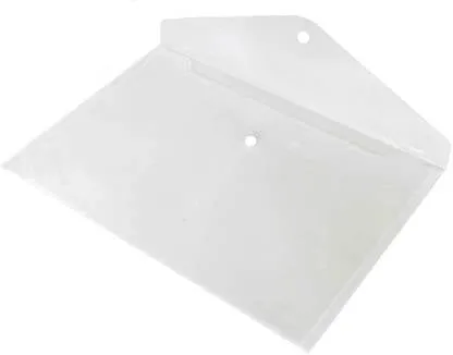 KIYA ® A4 Document File Bag, Transparent Envelope Holder Storage Case, Snap Button Organizer, Clear Heavy Plastic Container for Papers, Stationery - 1 Per Pack