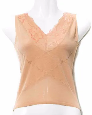 Lace Neck Skin Ladies Vest