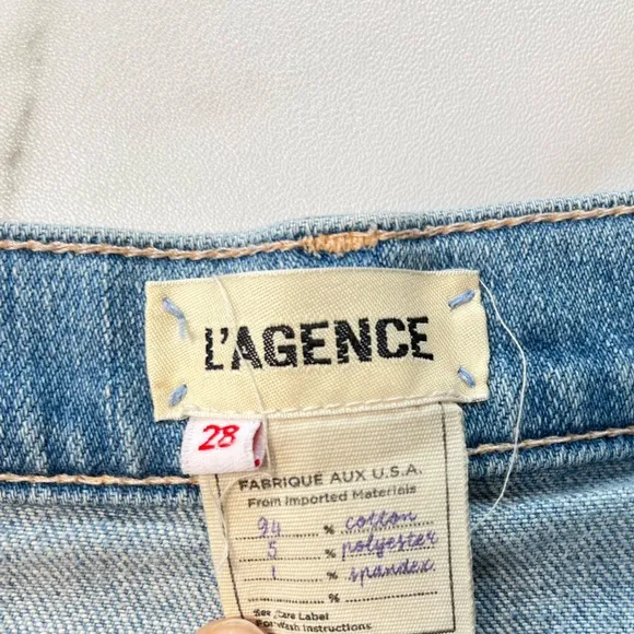 L’agence Zoe relaxed denim cut off jean short light wash powder blue  size 28