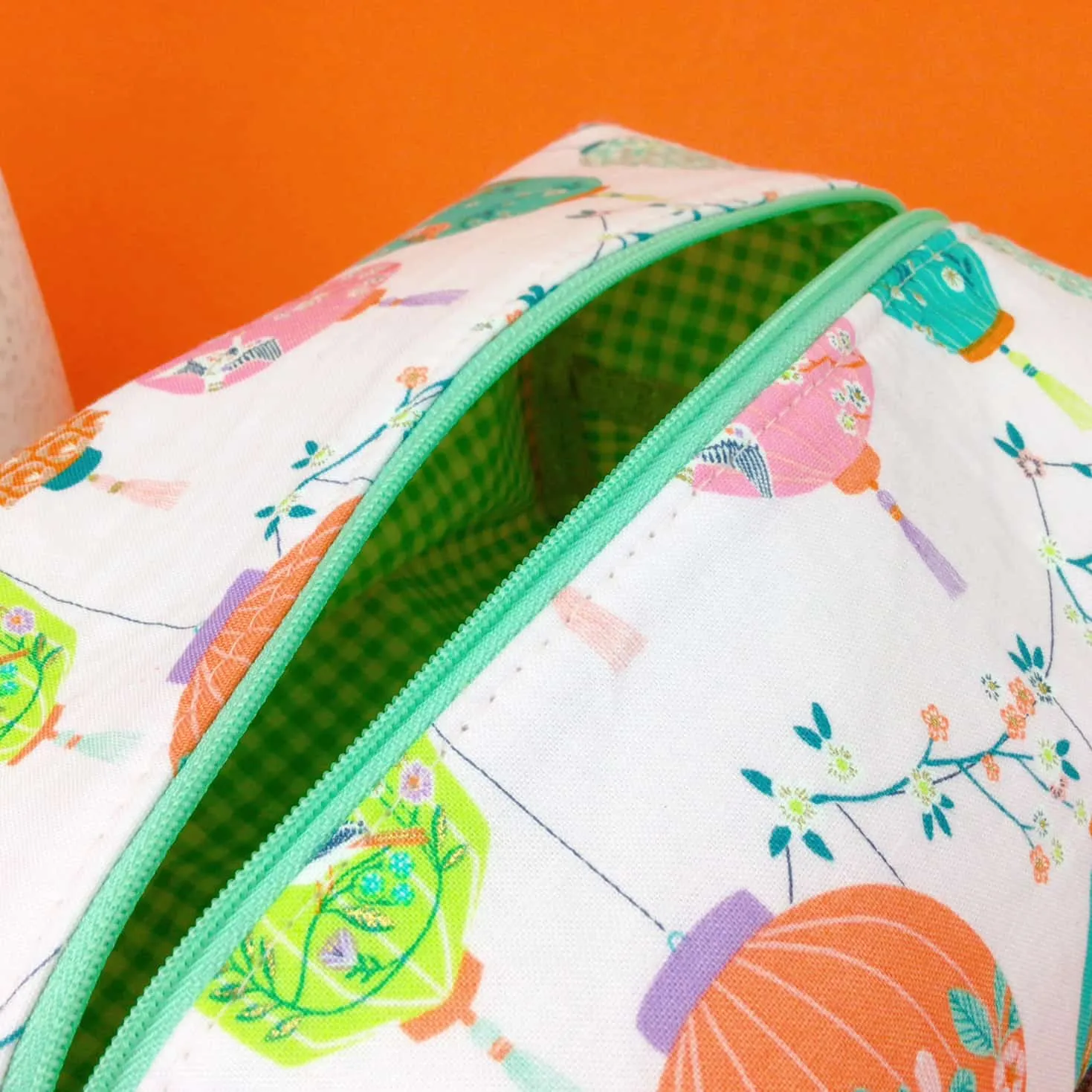 Lanterns Large Box Cosmetic Bag. Pale Pink Makeup Bag