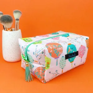 Lanterns Large Box Cosmetic Bag. Pale Pink Makeup Bag
