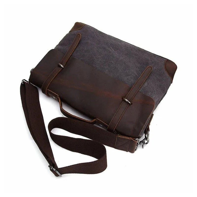 Laptop Messenger Bags Men Leather and Canvas