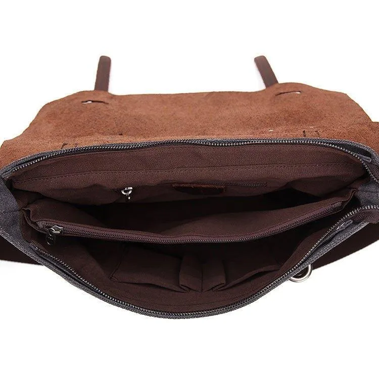 Laptop Messenger Bags Men Leather and Canvas