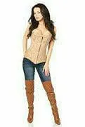 Lavish Dark Beige Lace Overbust Corset w/Zipper