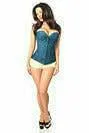Lavish Dark Teal Lace Overbust Corset w/Zipper
