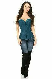 Lavish Dark Teal Lace Overbust Corset w/Zipper